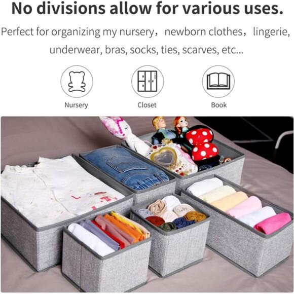 foldable drawer organizers closet storage bins underwear sock clothes divider se - Picture 6 of 8
